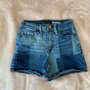 High waisted midi denim shorts